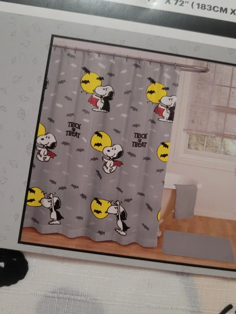 NWT Snoopy vampire shower curtain Halloween kids guest bath Peanuts